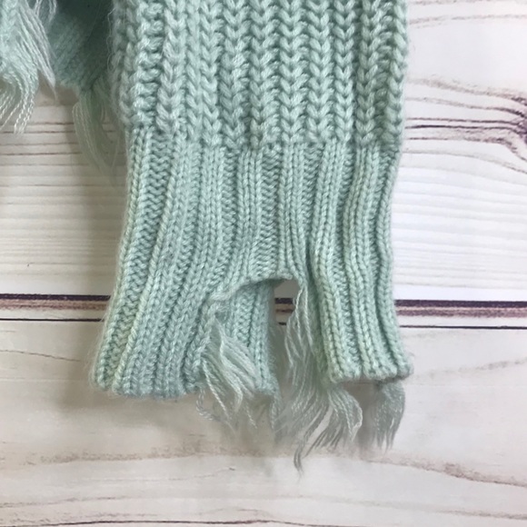 Wonderly Sage Mint Raw Distressed Sweater - Picture 4 of 6